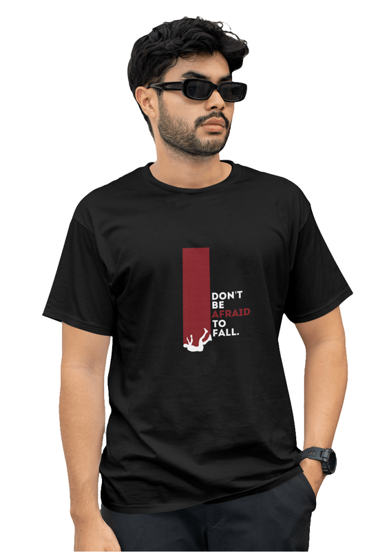 Don't Be Afraid to Fall – Motivational Graphic Tee in Black