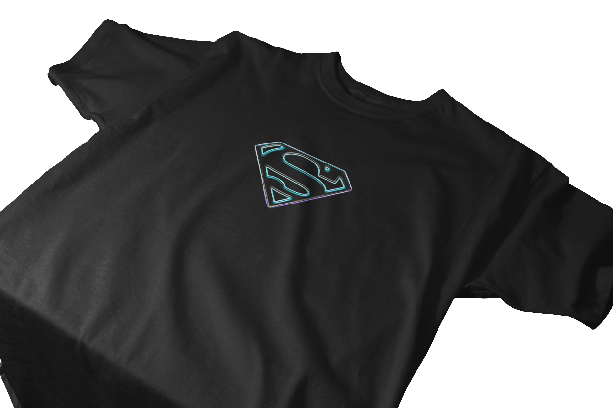 Neon Emblem Black Tee – The Power of Subtlety