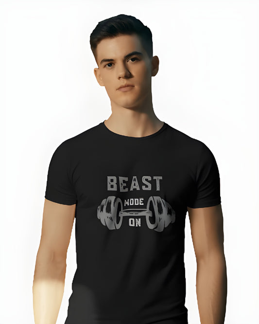 Men’s Minimalist Gym Tee – “Beast Mode On”