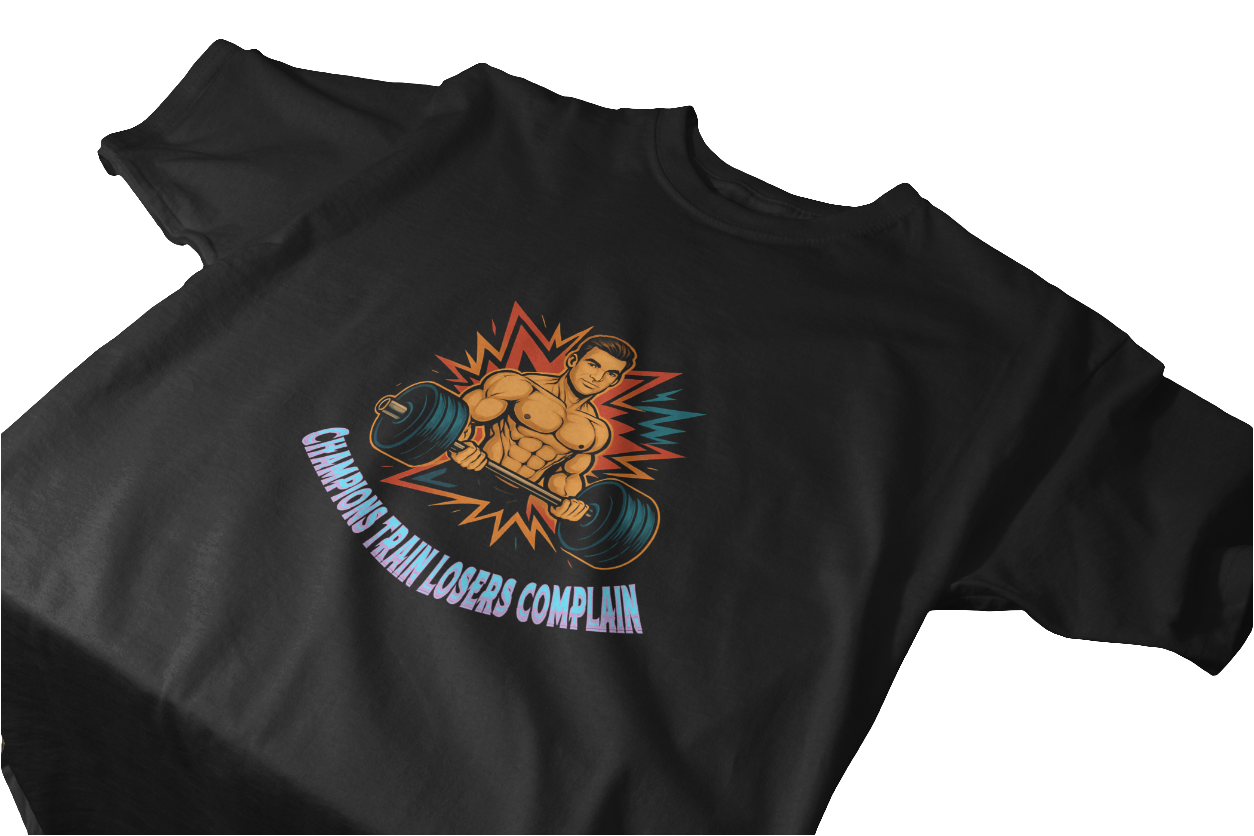 Champions Train Graphic Tee – Motivational Gym Wear
