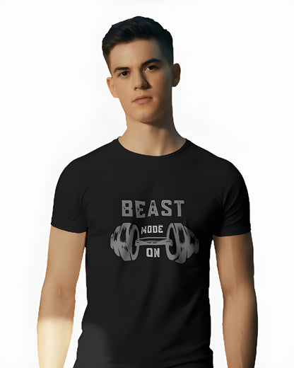 Men’s Minimalist Gym Tee – “Beast Mode On”